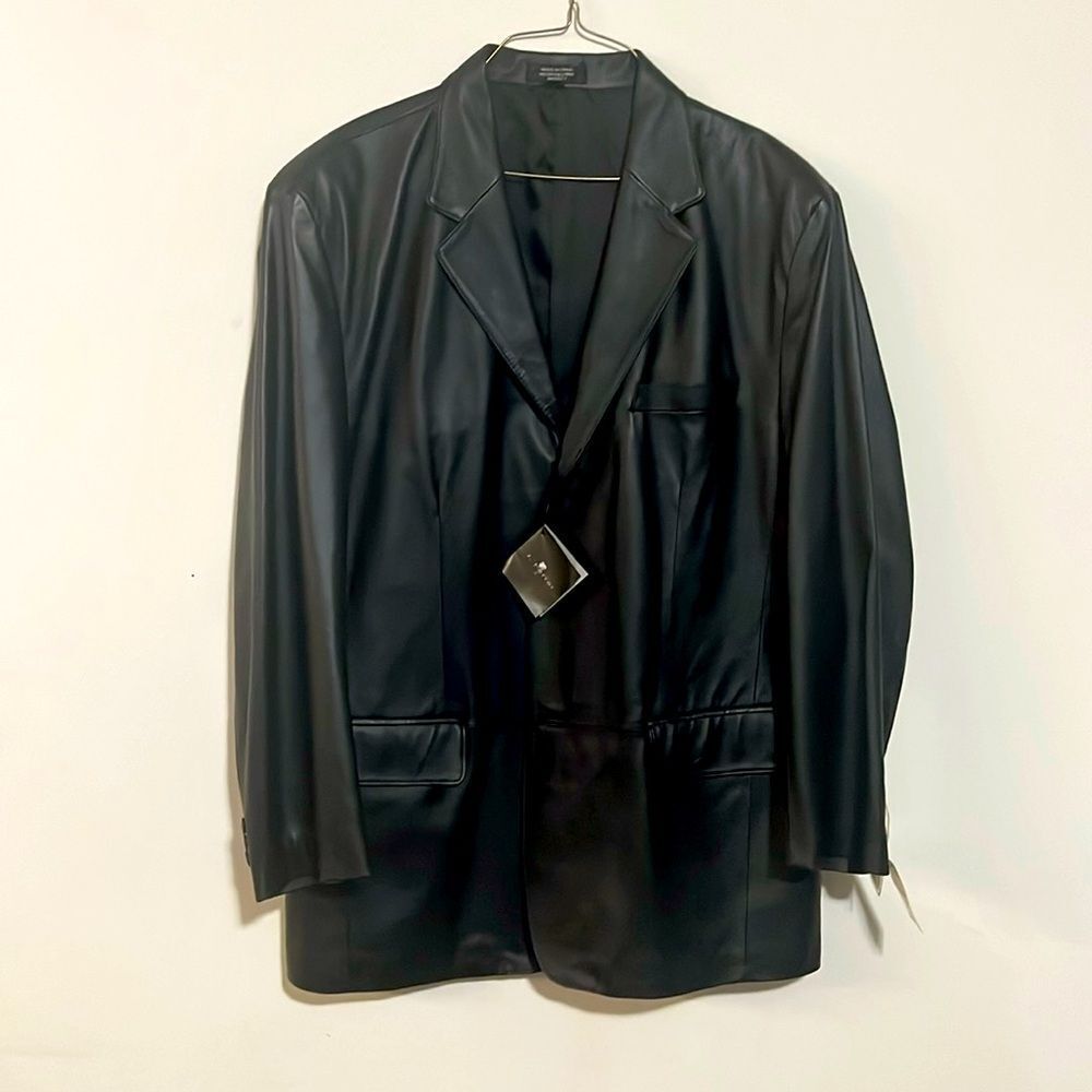 NWT‎ J. Ferrar Genuine Leather Sport Coat 3 Button Blazer Jacket Men’s L Black